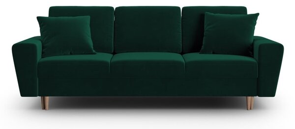 Zelená zamatová rozkladacia/s úložným priestorom pohovka 235 cm Kyoto – Cosmopolitan Design
