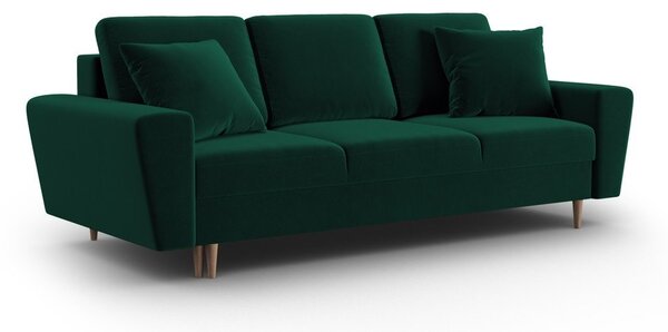 Zelená zamatová rozkladacia/s úložným priestorom pohovka 235 cm Kyoto – Cosmopolitan Design