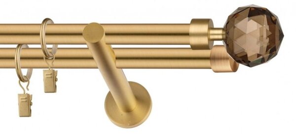 Dekorstudio Garniža dvojradová CRYSTAL zlatá 19mm Dĺžka: 120cm, Typ uchytenia: Držiak dvojitý modern, Typ príslušenstva: Bez príslušenstva