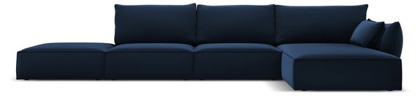 Tmavomodrá zamatová rohová pohovka (pravý roh/s leňoškou) Vanda – Mazzini Sofas