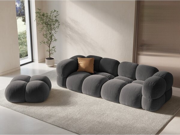 Sivá zamatová pohovka 250 cm Loretto – Cosmopolitan Design