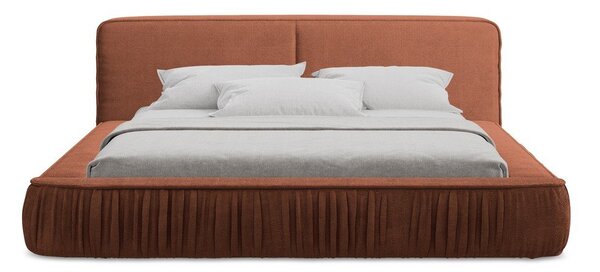 Čalúnená dvojlôžková posteľ v terakotovej farbe s úložným priestorom s roštom 160x200 cm Keoni – Makamii