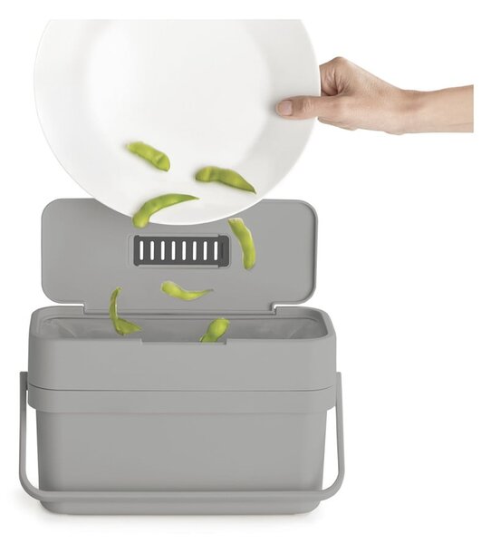 Sivá nádoba na kompostovateľný odpad 4 l Duo – Joseph Joseph