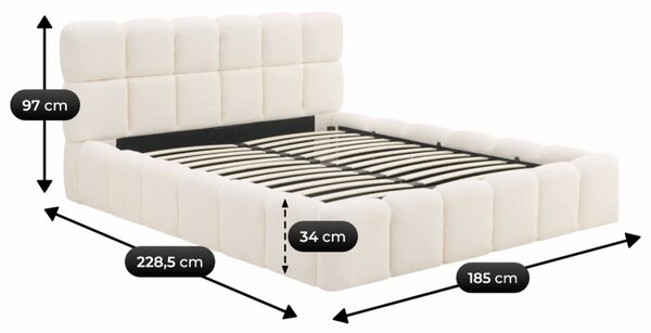 Posteľ 160x200 MURCJA s úložným priestorom krémová buklé