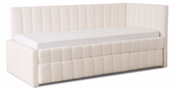 Posteľ 90x200 VILLEMO krémová buklé