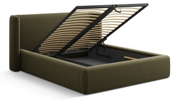 Zelená čalúnená dvojlôžková posteľ s úložným priestorom s roštom 200x200 cm Jason – Windsor & Co Sofas