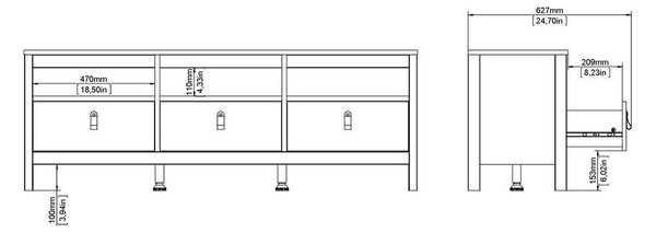 Sivobéžový TV stolík 151x54x38 cm Madrid – Tvilum