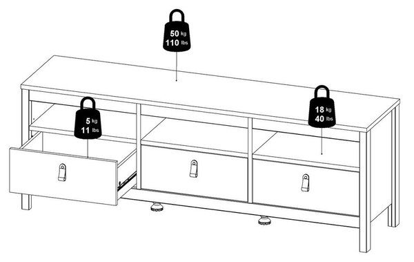 Sivobéžový TV stolík 151x54x38 cm Madrid – Tvilum
