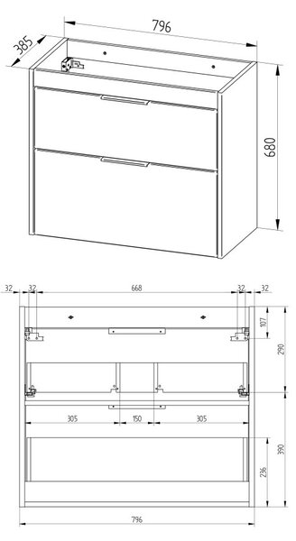 Mereo, Mereo Vigo, kúpeľňová skrinka s keramickým umývadlom 81 cm, biela, MER-CN312
