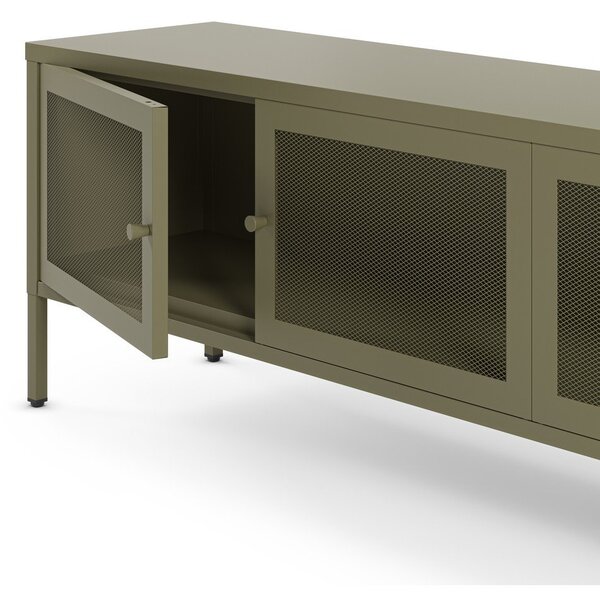 Zelený kovový TV stolík 160x50x35 cm Fayna – Marckeric