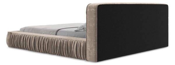 Béžová čalúnená dvojlôžková posteľ s úložným priestorom s roštom 180x200 cm Keoni – Makamii