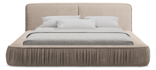 Béžová čalúnená dvojlôžková posteľ s úložným priestorom s roštom 180x200 cm Keoni – Makamii