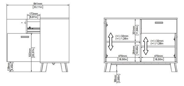 Biela/v prírodnej farbe komoda v dekore duba 99x73x39 cm Ikast – Tvilum