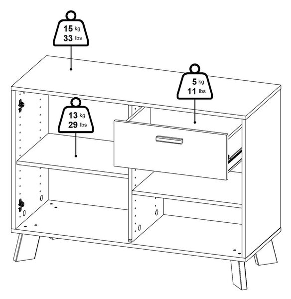 Biela/v prírodnej farbe komoda v dekore duba 99x73x39 cm Ikast – Tvilum