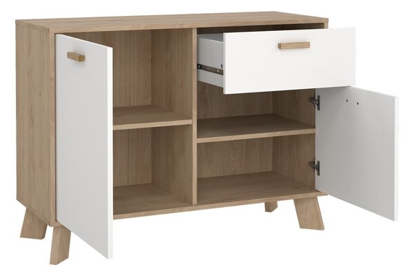 Biela/v prírodnej farbe komoda v dekore duba 99x73x39 cm Ikast – Tvilum