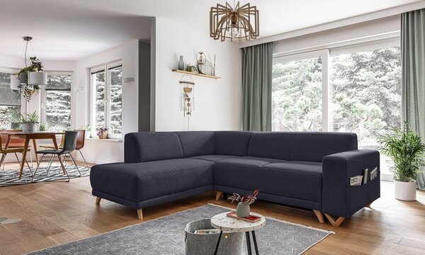 Antracitová rozkladacia/s úložným priestorom rohová pohovka (ľavý roh/do L) Classy Sophie – Miuform