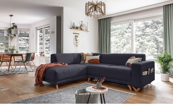 Antracitová rozkladacia/s úložným priestorom rohová pohovka (ľavý roh/do L) Classy Sophie – Miuform