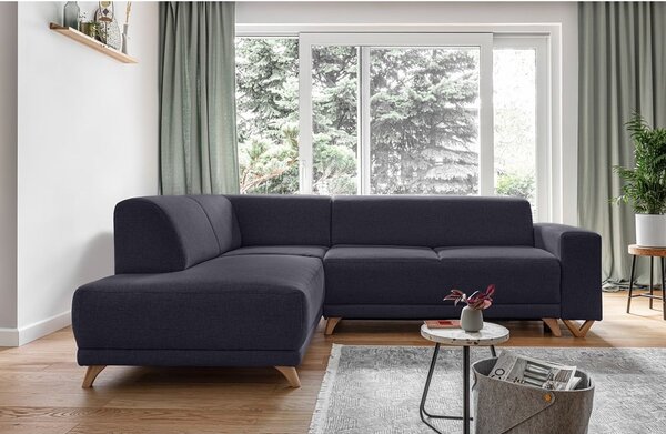 Antracitová rozkladacia/s úložným priestorom rohová pohovka (ľavý roh/do L) Classy Sophie – Miuform