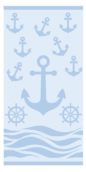 Svetlomodrá froté bavlnená plážová osuška 70x140 cm Anchor – B.E.S