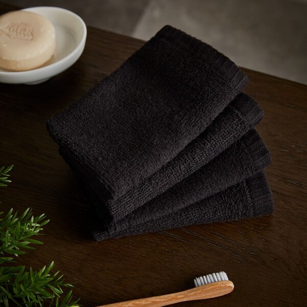 Čierne rýchloschnúce/froté bavlnené uteráky v súprave 4 ks 30x30 cm Quick Dry – Catherine Lansfield