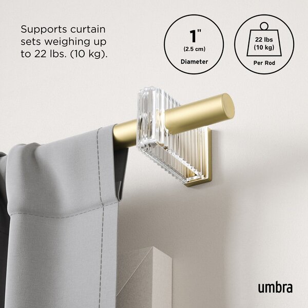 Matne zlatá oceľová roztiahnuteľná garniža 107 - 305 cm Flute – Umbra