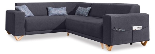 Antracitová rozkladacia/s úložným priestorom rohová pohovka (ľavý roh/do L) Classy Sophie – Miuform