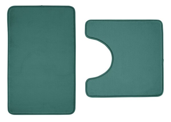 Zelené WC kúpeľňové predložky v súprave 2 ks z pamäťovej peny 50x80 cm Anti-Bacterial – Catherine Lansfield