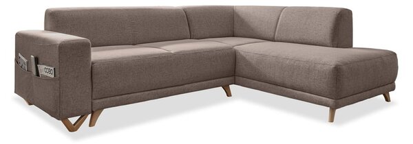Hnedá rozkladacia/s úložným priestorom rohová pohovka (pravý roh/do L) Classy Sophie – Miuform