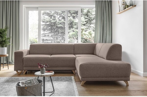 Hnedá rozkladacia/s úložným priestorom rohová pohovka (pravý roh/do L) Classy Sophie – Miuform
