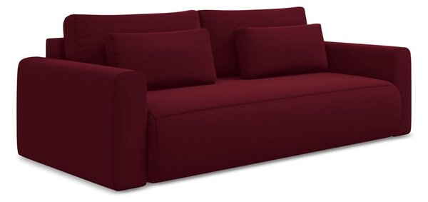 Vínovočervená zamatová rozkladacia/s úložným priestorom pohovka 238 cm Kapua – Makamii