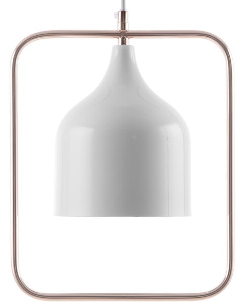 Závesná lampa biela kovová 121 cm medený rám na strop industriálny štýl kuchyňa jedáleň