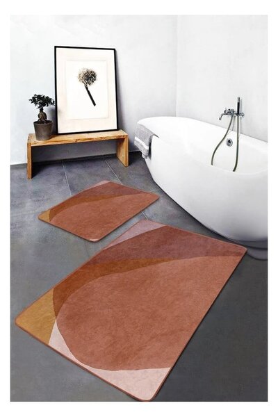 Hnedé zamatové kúpeľňové predložky v súprave 2 ks 60x100 cm – Mila Home