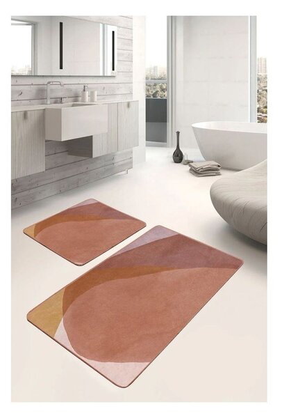 Hnedé zamatové kúpeľňové predložky v súprave 2 ks 60x100 cm – Mila Home
