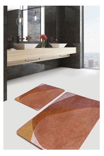 Hnedé zamatové kúpeľňové predložky v súprave 2 ks 60x100 cm – Mila Home