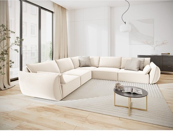 Béžová zamatová rohová pohovka Vanda – Mazzini Sofas
