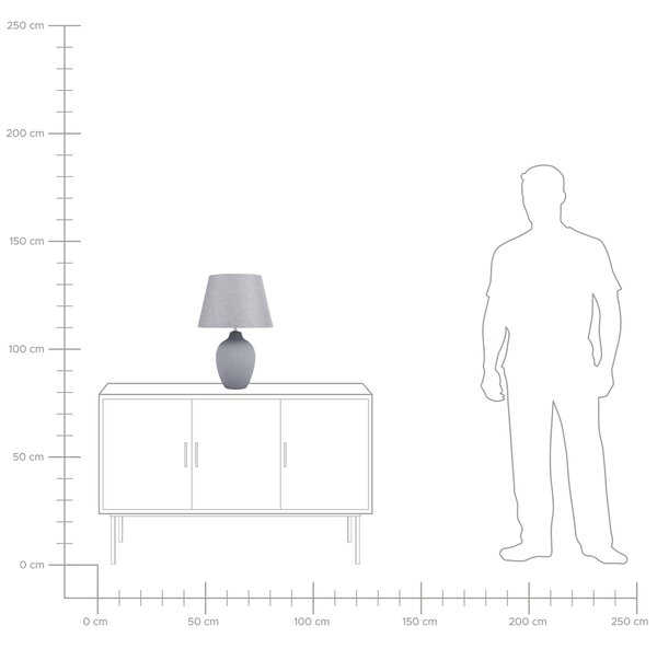 Stolná lampa sivá keramická 52 cm látková tieniacej váza v tvare kábla s vypínačom v retro štýle