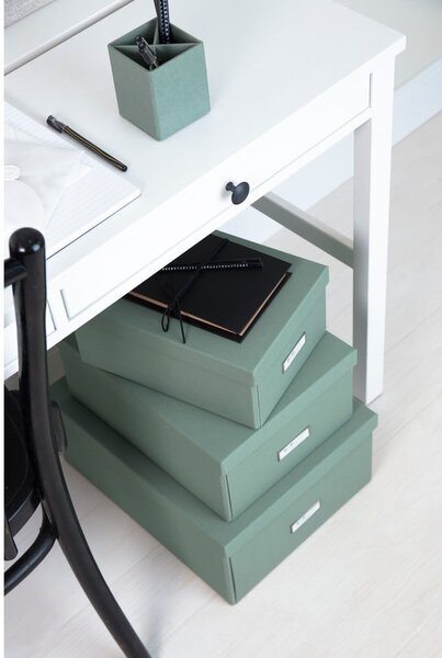 Kartónový úložný box zelenomodrý s vekom 34,5x45x18,5 cm Katrin Canvas Paper Laminate – Bigso