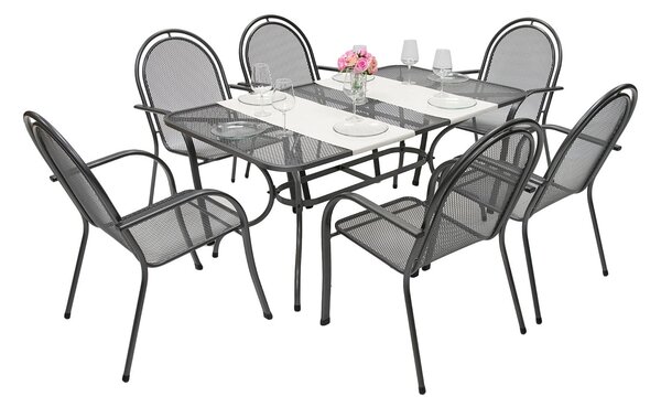 Záhradná kovová zostava CORINA III. 1+6 Stôl bdĺžníkový 160x95 cm (CT0311)