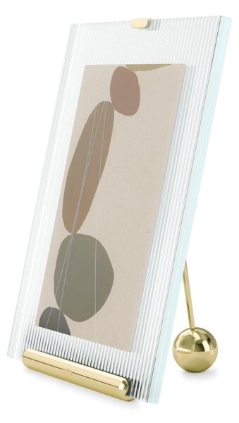Sklenený stojací rámček v zlatej farbe 19x23 cm Flute – Umbra