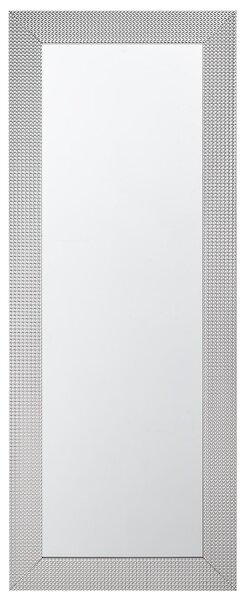 Nástenné zrkadlo obdĺžnikové 50 x 130 cm strieborné moderné s geometrickým vzorom