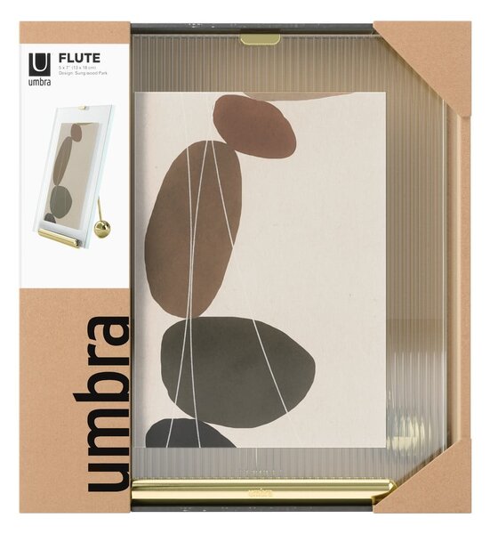 Sklenený stojací rámček v zlatej farbe 19x23 cm Flute – Umbra