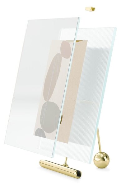 Sklenený stojací rámček v zlatej farbe 19x23 cm Flute – Umbra