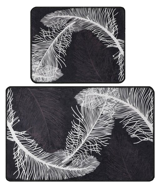 Antracitové kúpeľňové predložky v súprave 2 ks 60x100 cm Alisan – Foutastic