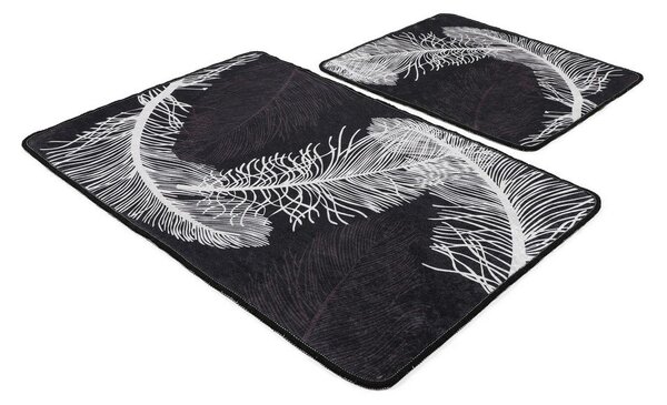 Antracitové kúpeľňové predložky v súprave 2 ks 60x100 cm Alisan – Foutastic