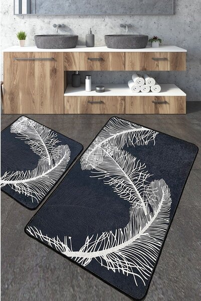 Antracitové kúpeľňové predložky v súprave 2 ks 60x100 cm Alisan – Foutastic