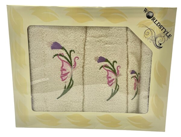 Darčekové balenie 3 kusov osušky 70x140cm a uterákov 50x100cm, 30x50cm Krémové TiaHome