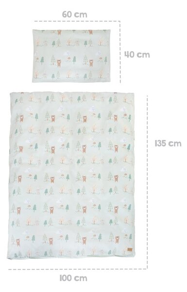Svetlozelené bavlnené detské obliečky do postieľky 100x135 cm Woodland Buddies – Roba