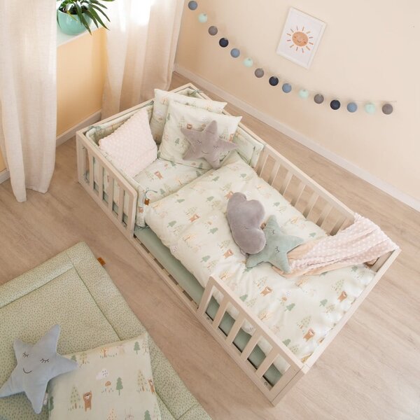 Svetlozelené bavlnené detské obliečky do postieľky 100x135 cm Woodland Buddies – Roba
