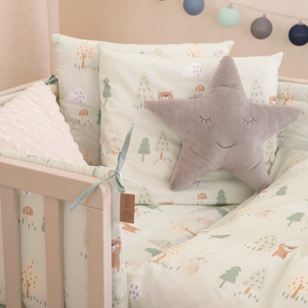Svetlozelené bavlnené detské obliečky do postieľky 100x135 cm Woodland Buddies – Roba