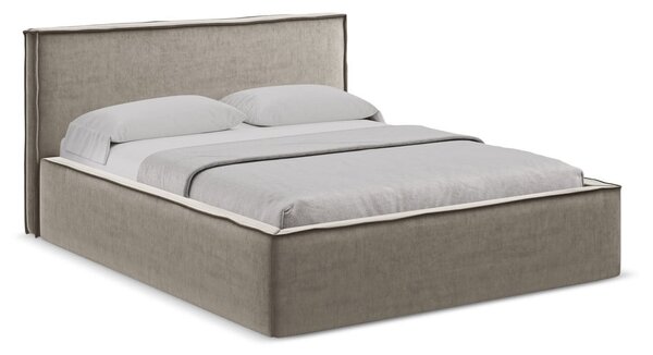 Čalúnená dvojlôžková posteľ taupe s úložným priestorom s roštom 180x200 cm Anani – Makamii